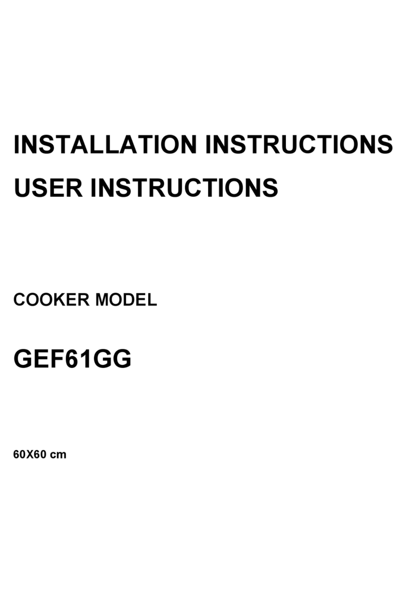 Think Appliances GEF61GG Installation instructions user instructions