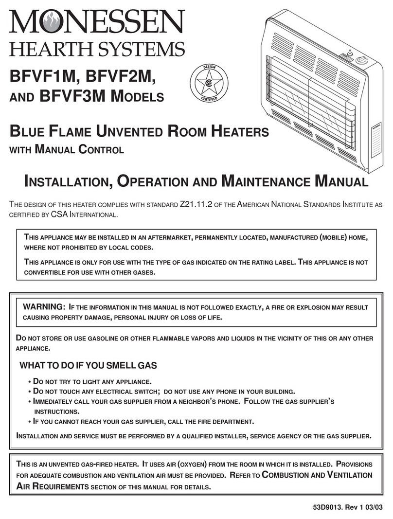 Monessen Hearth BFVF1M Installation, operation and maintenance manual