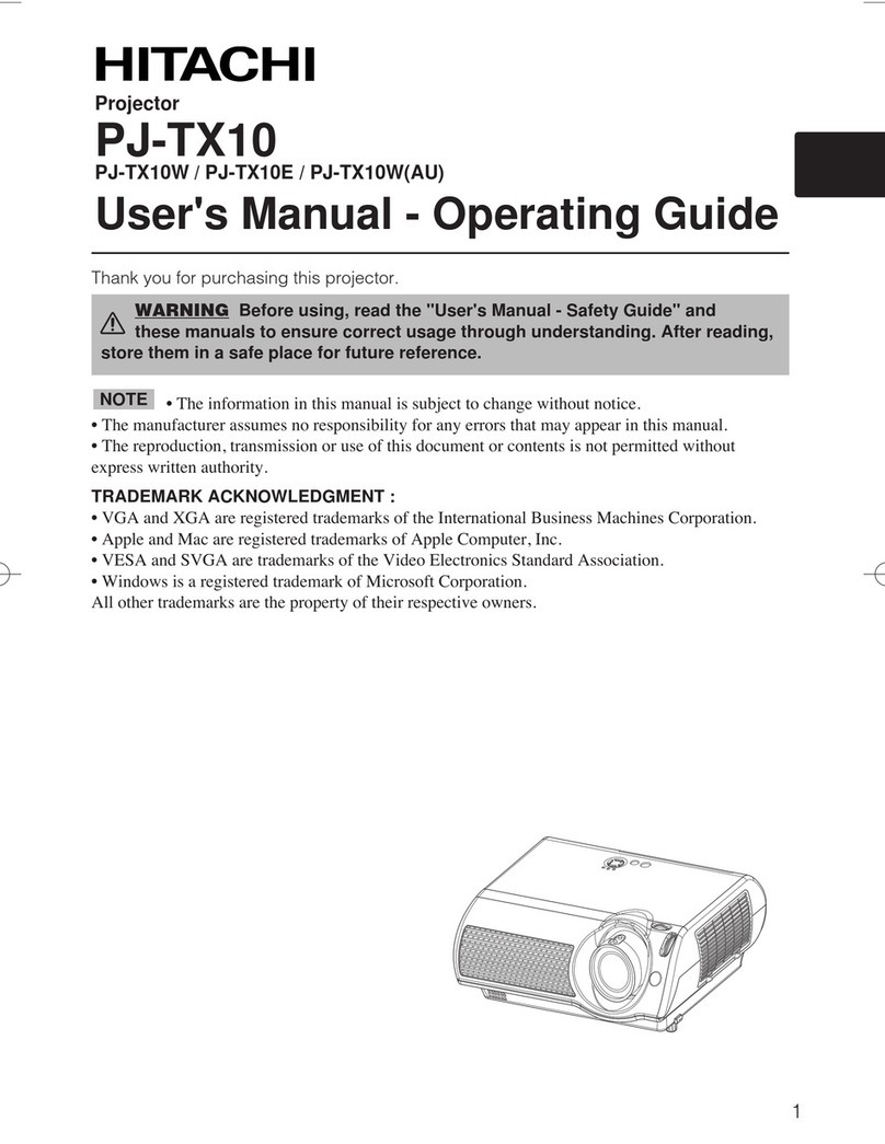 Hitachi PJTX10W User manual Hitachi PJTX10W User manual