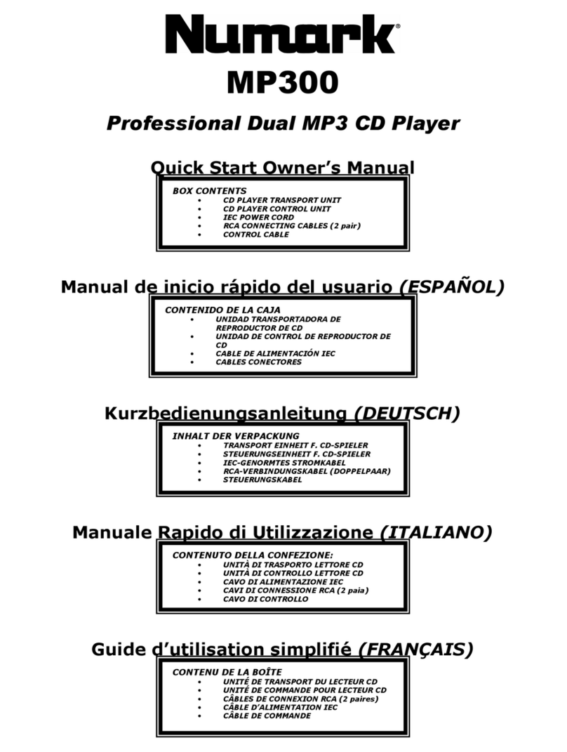 Numark MP300 Quick start owner's manual