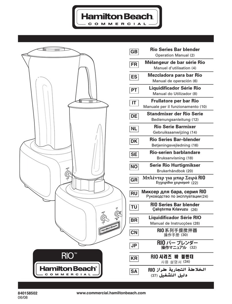 Hamilton Beach Rio Series Operation manual