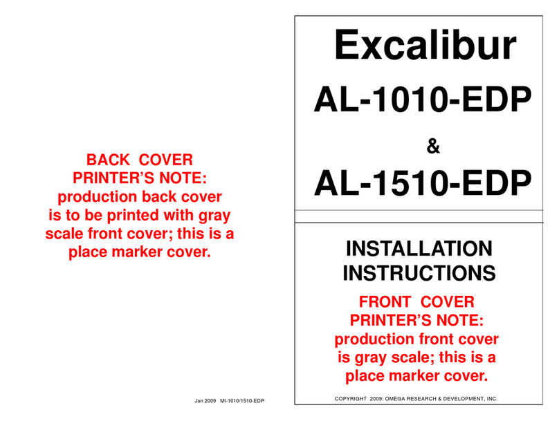 Excalibur AL-1010-EDP installation instructions
