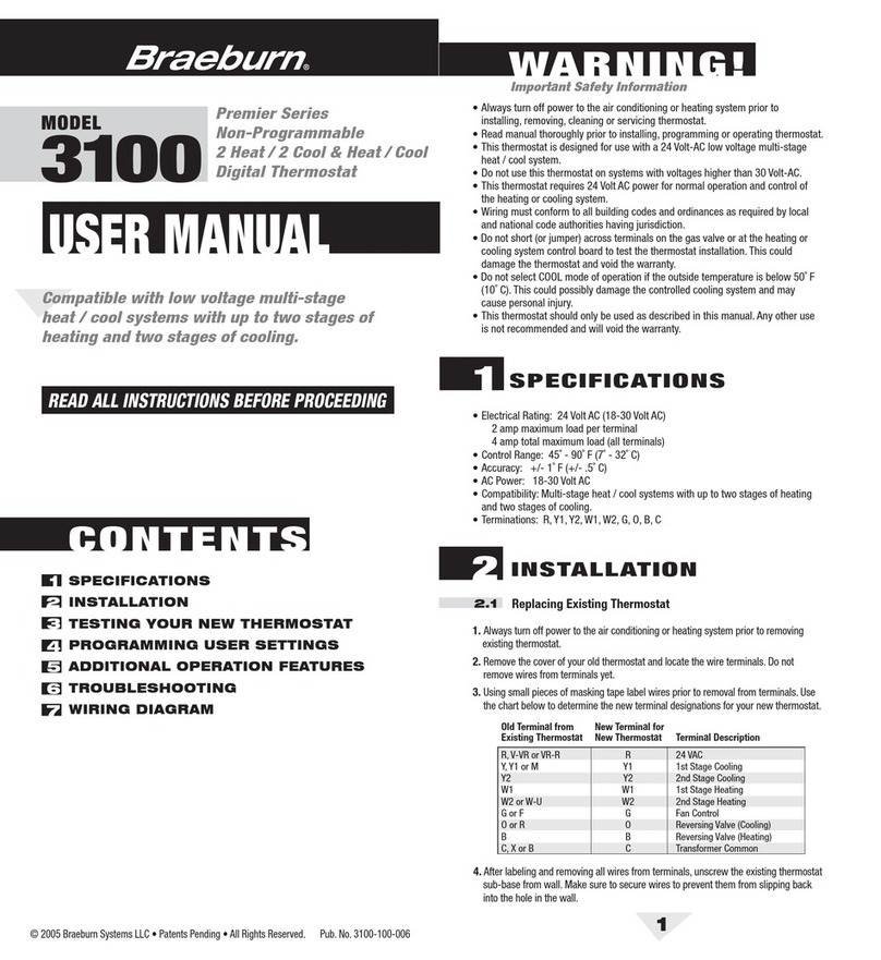 Braeburn Premier 3100 User manual Braeburn Premier 3100 User manual