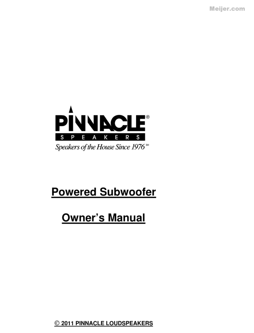 Pinnacle Speakers Powered Subwoofer owner's manual