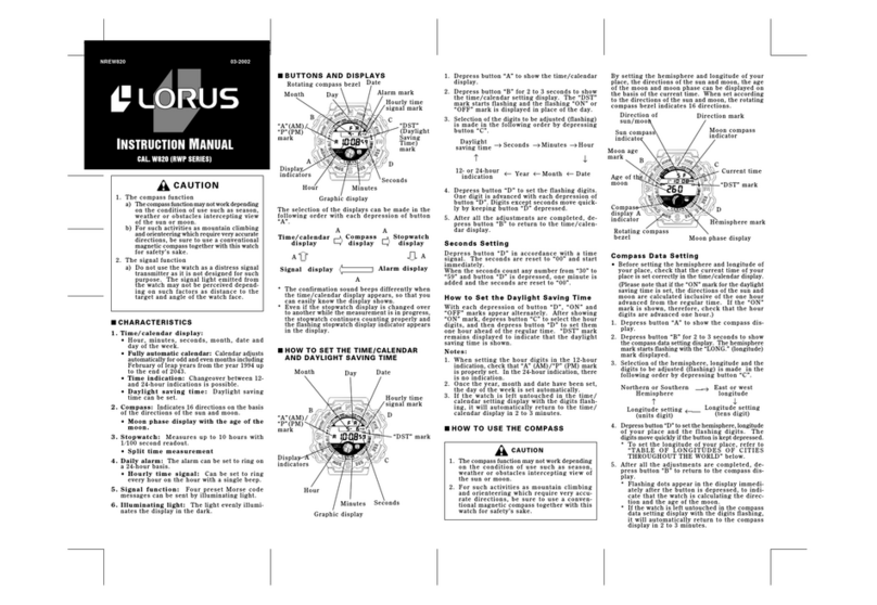 LORUS W820 User manual