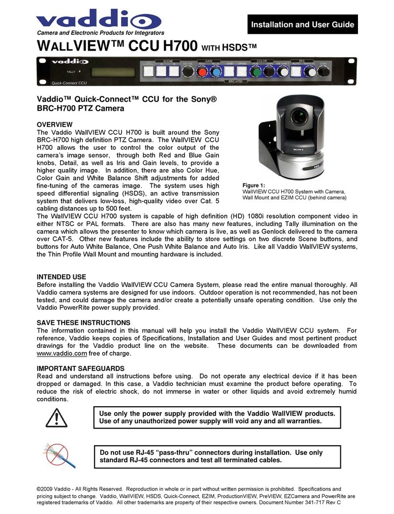 VADDIO WALLVIEW CCU H700 User manual