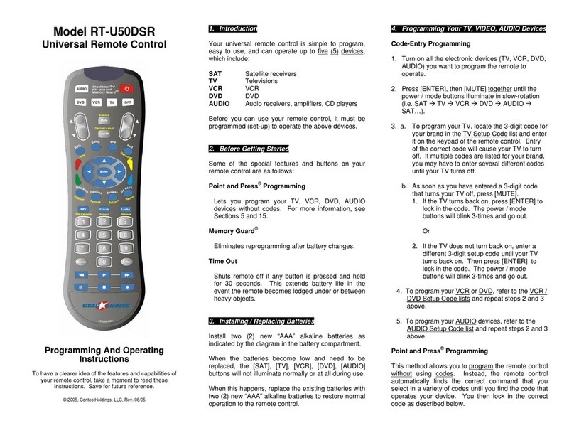 Contec RT-U50DSR Programming and operating instructions