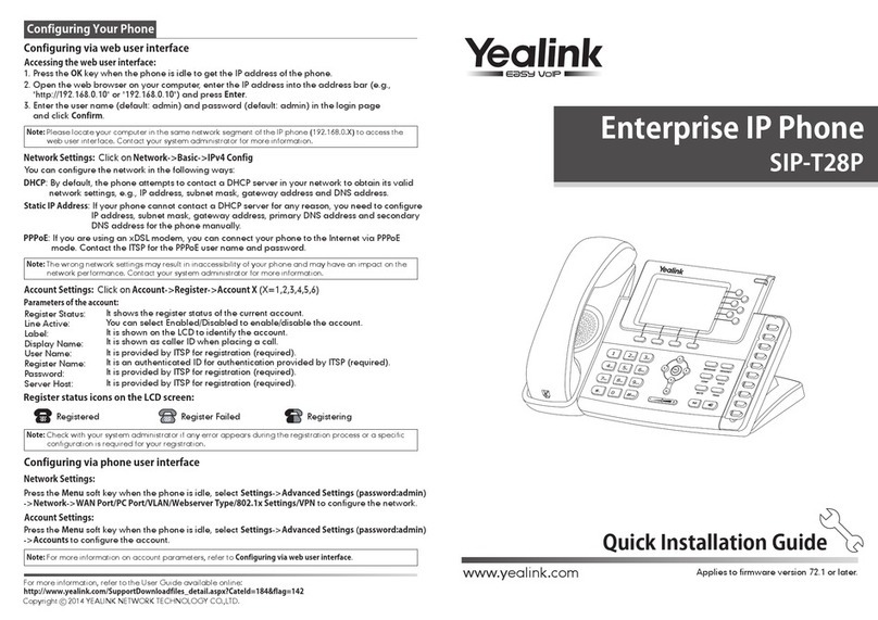 Yealink Yealink SIP-T28P User manual