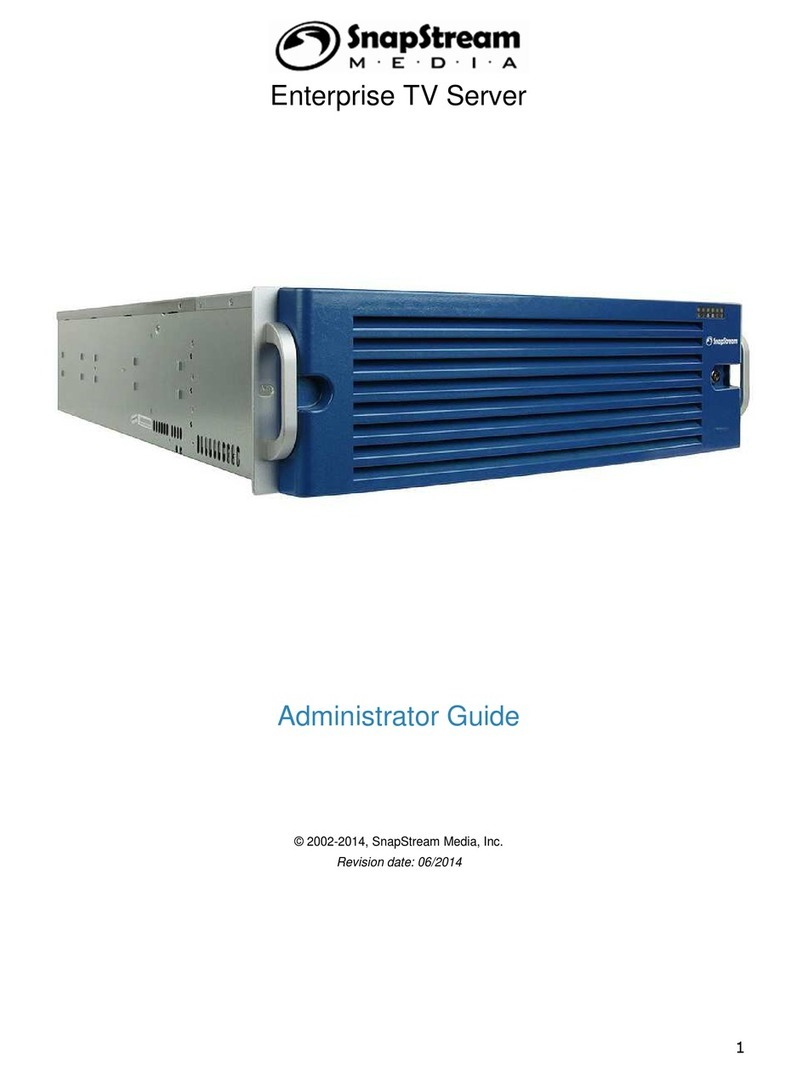 SnapStream Media Enterprise TV Server Service manual