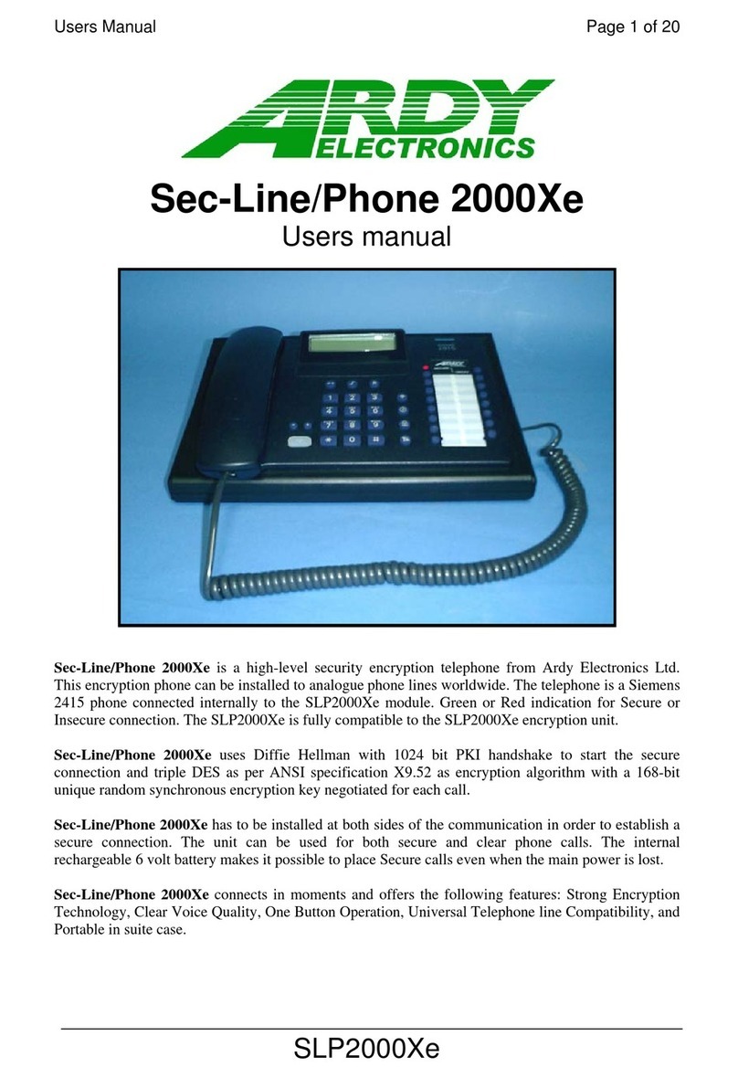 Ardy Electronics Sec-Line/Phone 2000Xe user manual