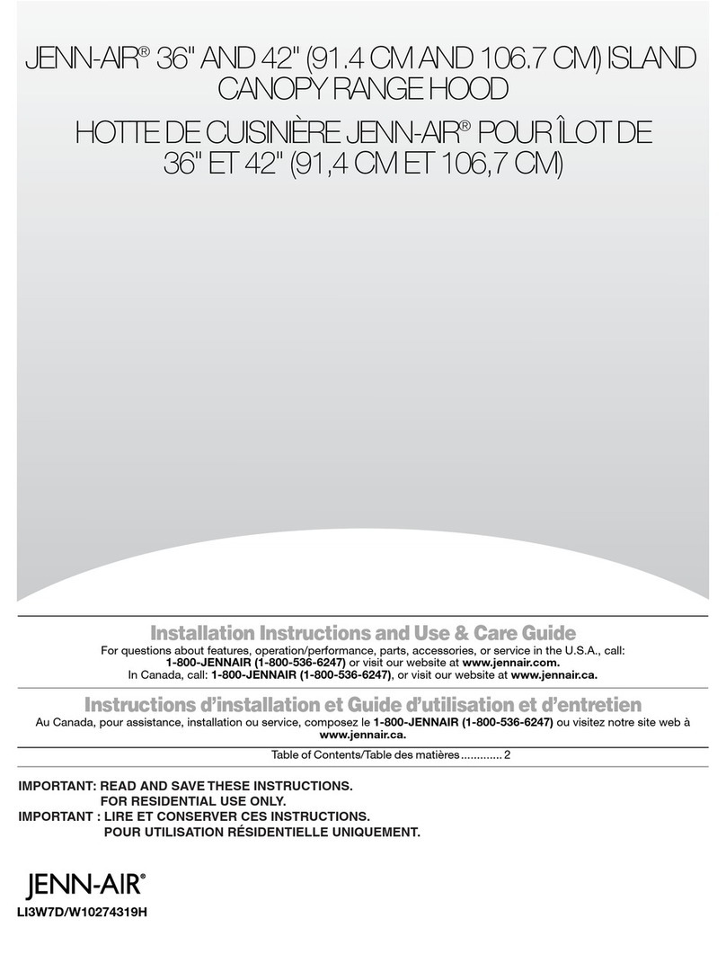 Jenn-Air 36inch AND 42inch (91.4 CM AND 106.7 CM) ISLAND CANOPY RANGE... User manual