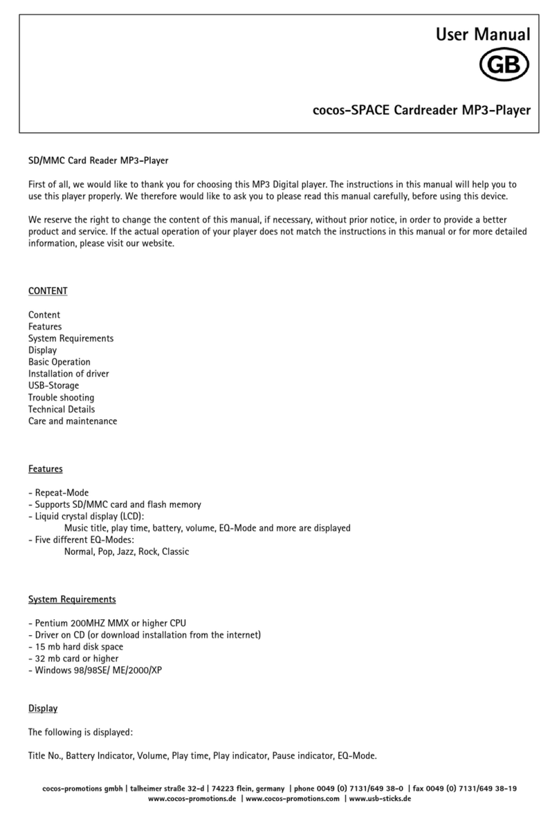 Cocos SPACE Cardreader User manual