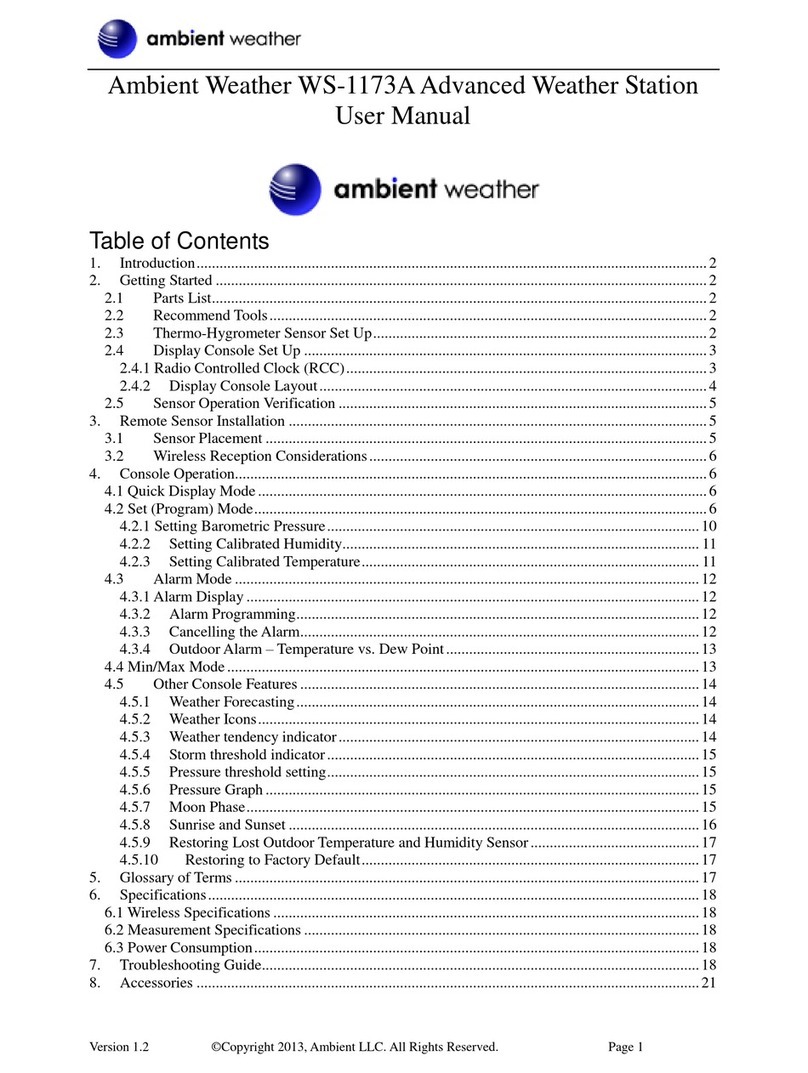 Ambient Weather WS -1173A user manual