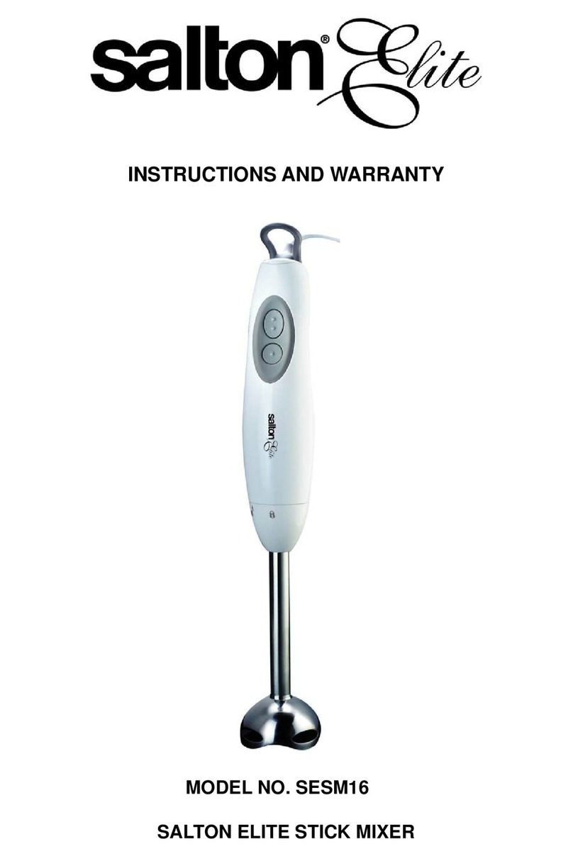 Salton Elite SESM16 Instructions and warranty information