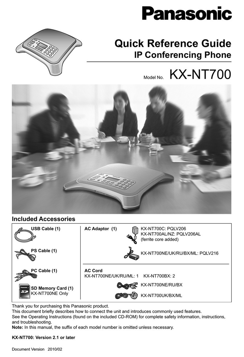 Panasonic VoiceSonic KX-NT700 Quick reference guide