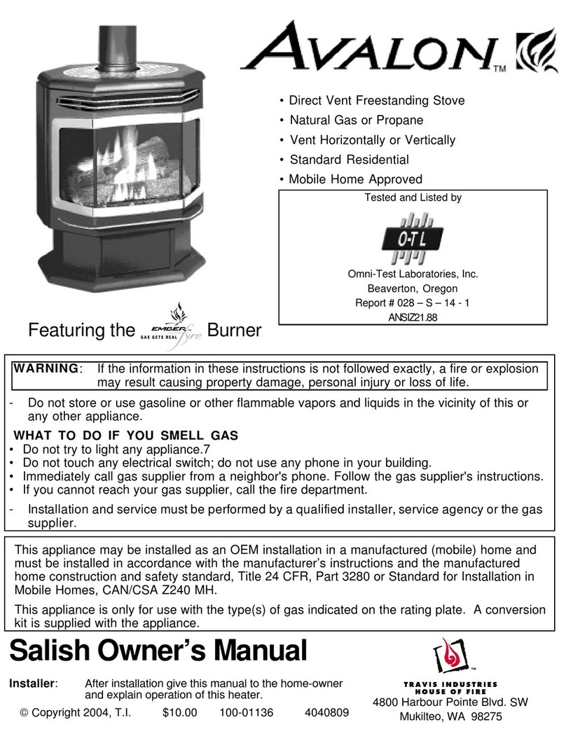 Avalon Direct Vent Freestanding Stove User manual
