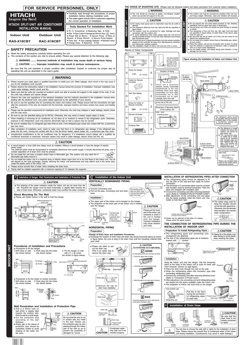 Hitachi RAS-X18CBT User manual