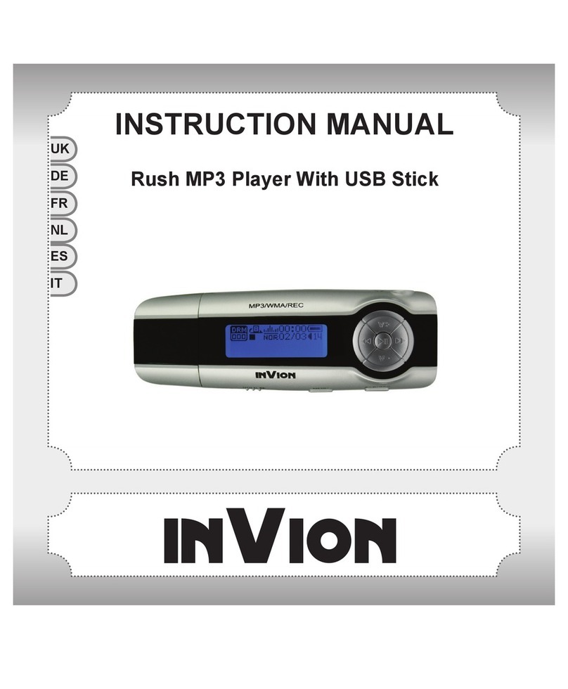 Invion Rush MP3 Player with USB Stick instruction manual