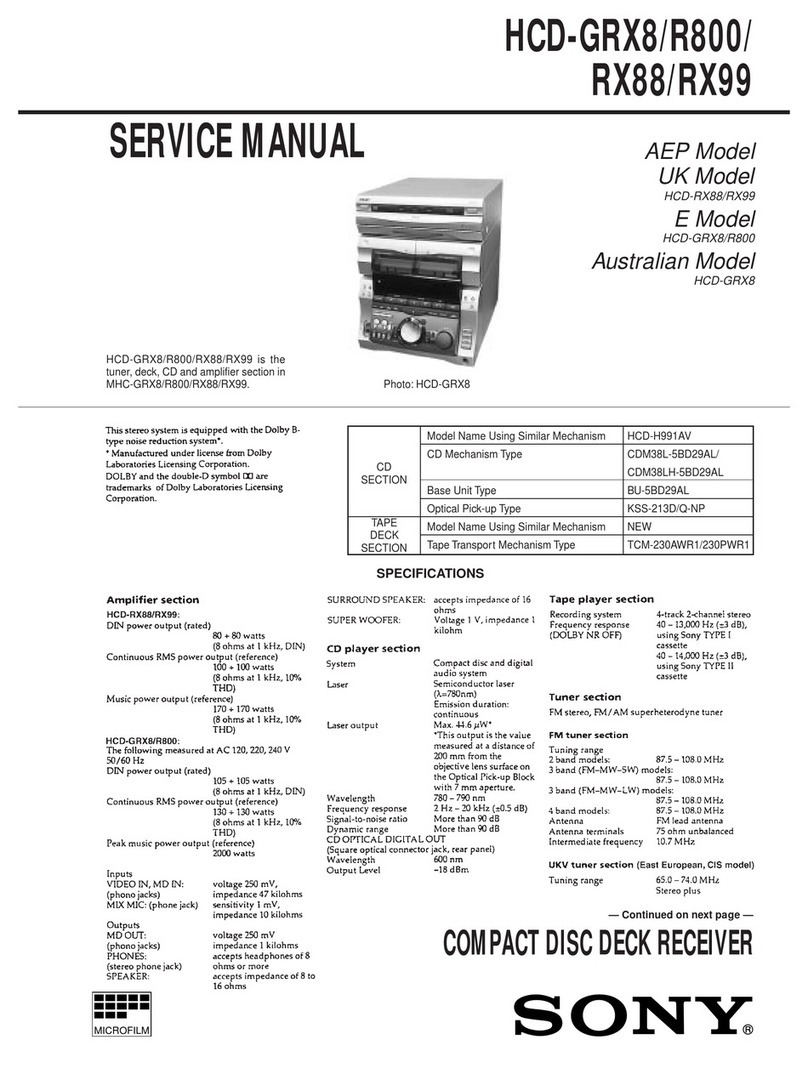 Sony HCD-GRX8 User manual Sony HCD-GRX8 User manual