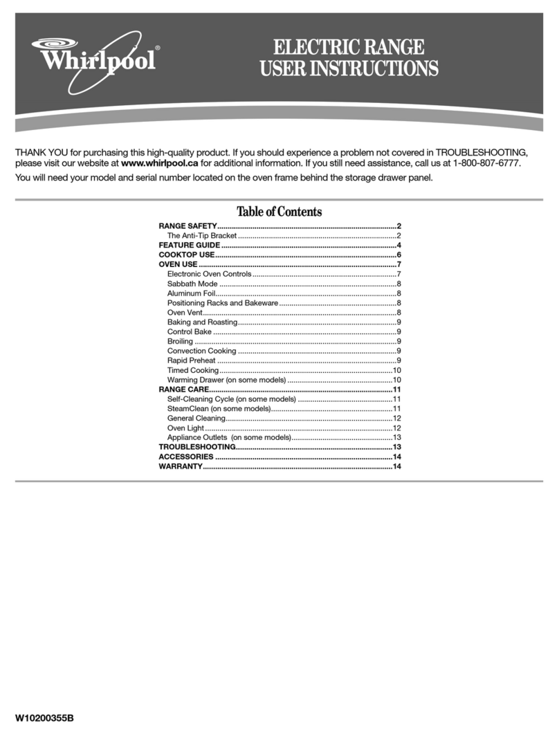 Whirlpool ELECTRIC RANGE User instructions