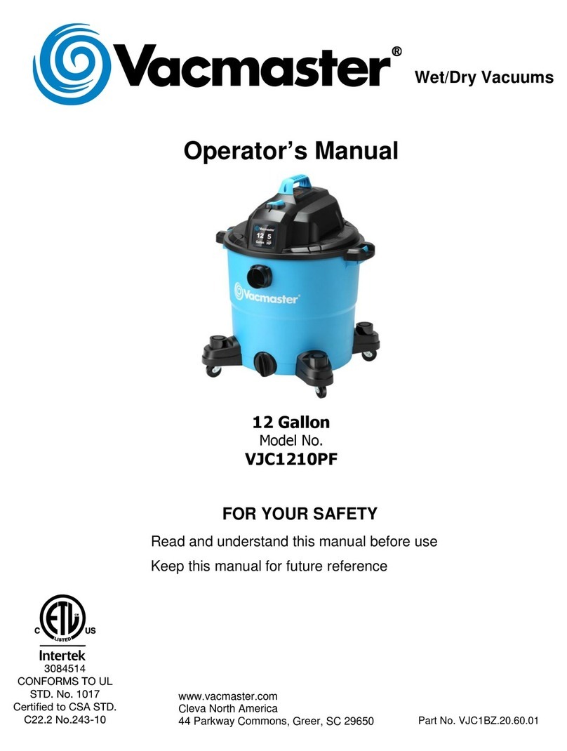Vacmaster VJC1210PF Operator's manual