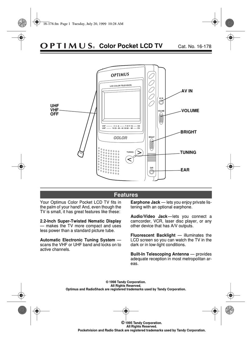 Optimus Color Pocket LCD TV User manual
