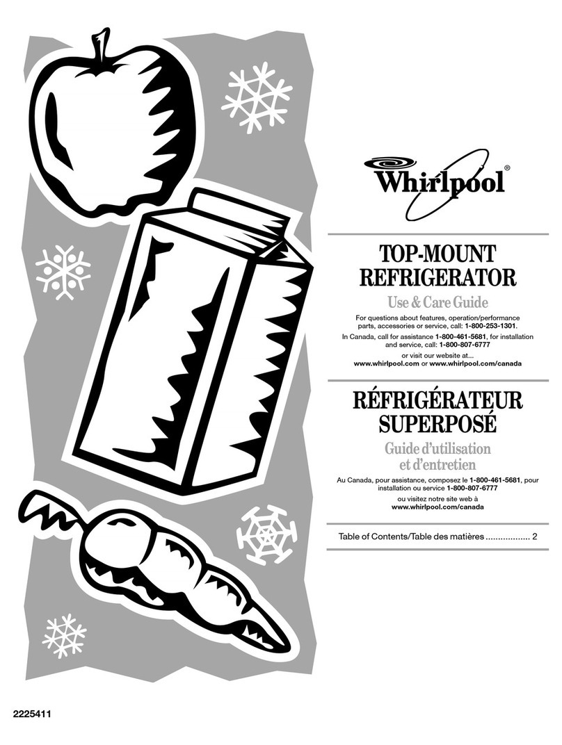 Whirlpool TOP-MOUNT REFRIGERATOR Use & care guide