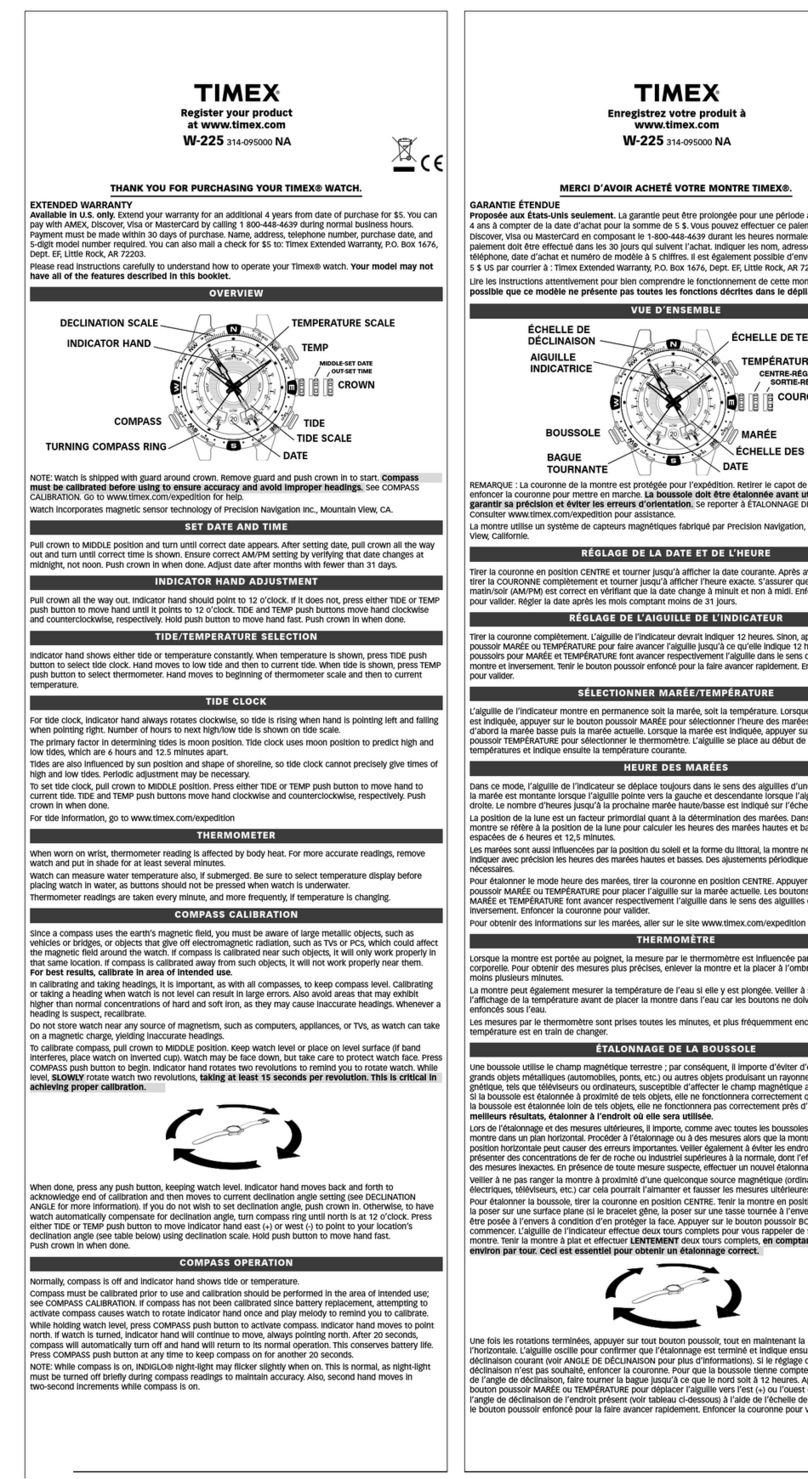 Timex W-225 User manual Timex W-225 User manual