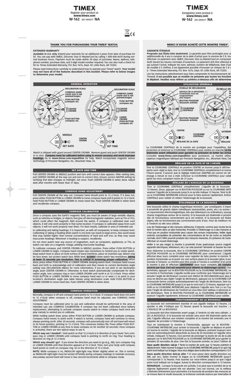 Timex W-162 User manual