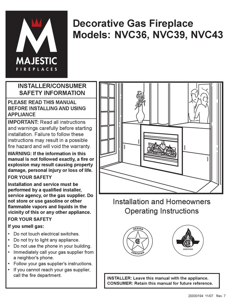 Majestic fireplaces NVC36 operating instructions