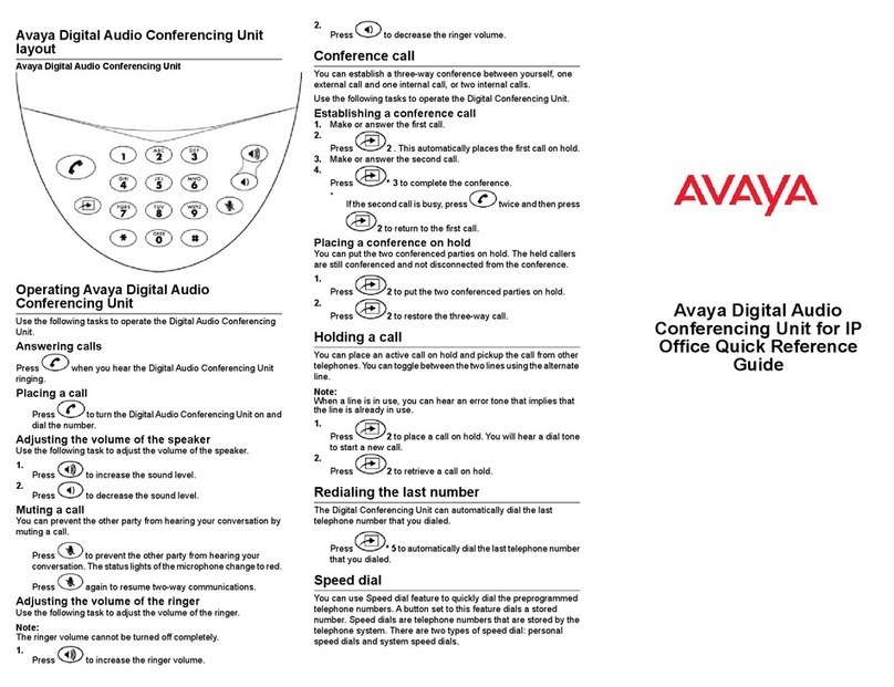 Avaya Digital Audio Conferencing Unit Quick reference guide