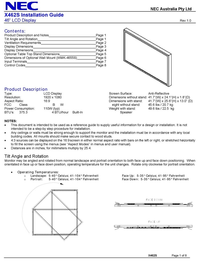 NEC MultiSync X462S User manual