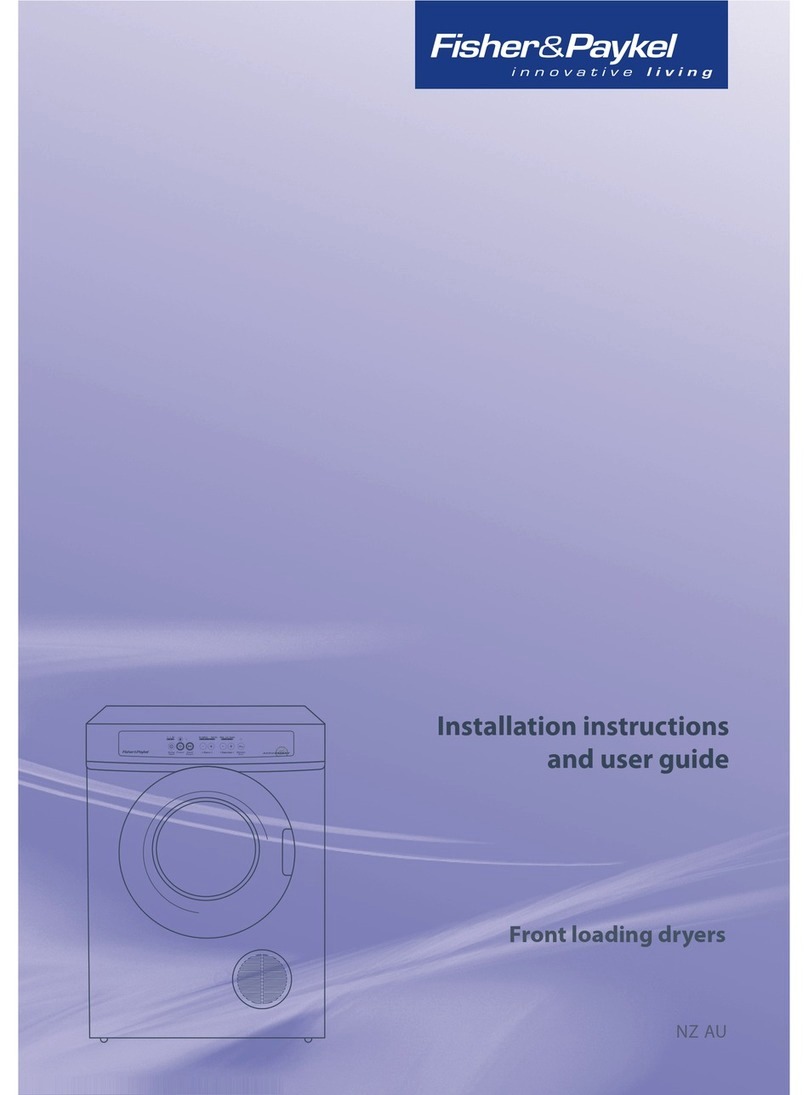 Fisher & Paykel Front loading dryers Installation instructions and user guide