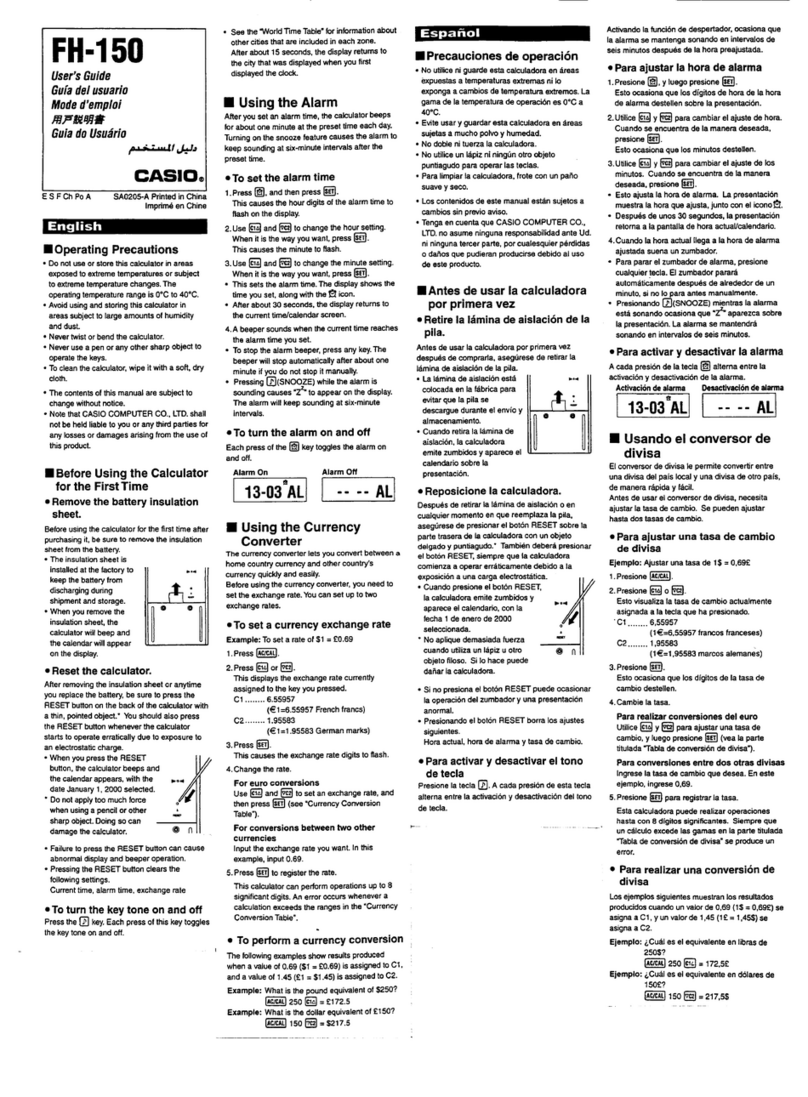 Casio FH-150 User manual Casio FH-150 User manual