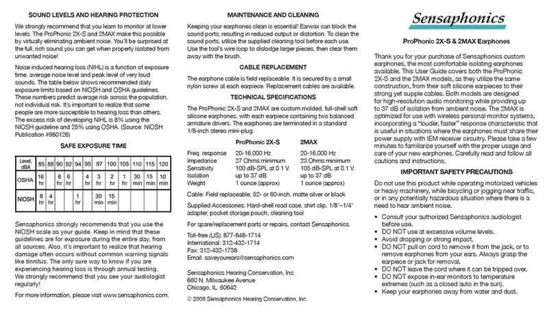 Sensaphonics ProPhonic 2X-S quick guide
