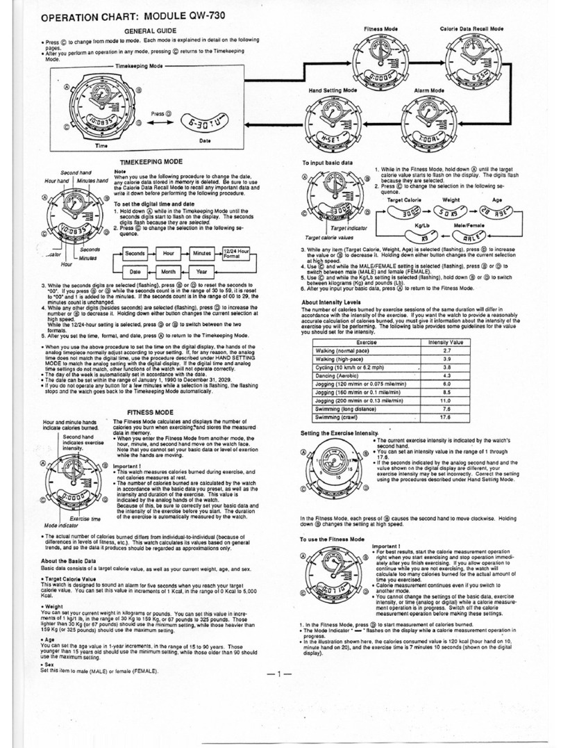 Casio QW-730 Configuration guide