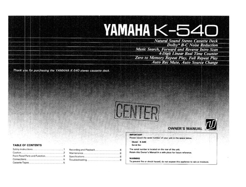 Yamaha K-540 owner's manual