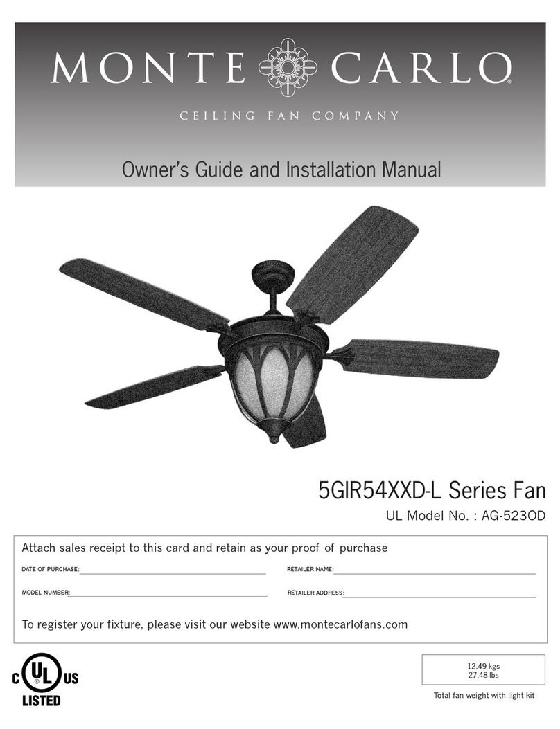 Monte Carlo Fan Company 5GIR54XXD-L Series Owner's guide and installation manual