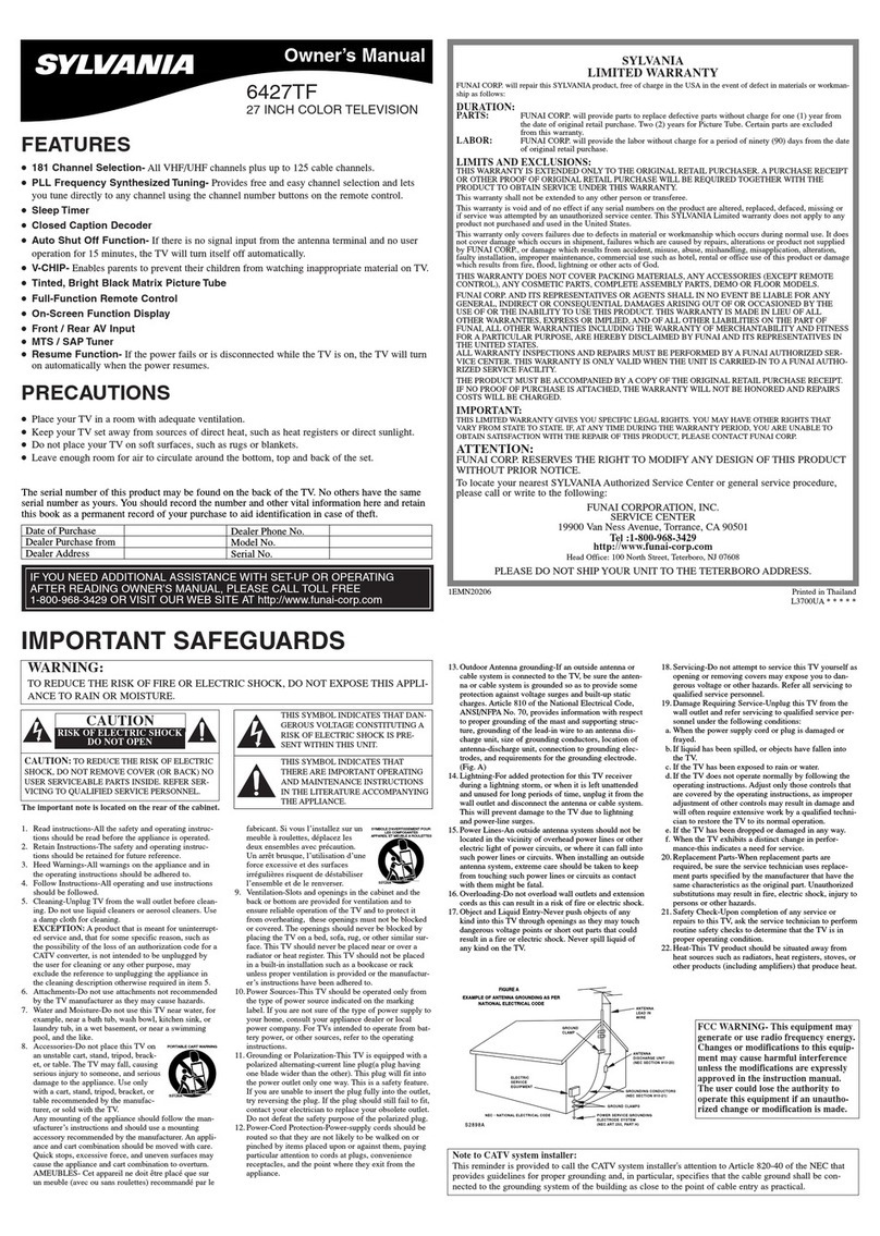 FUNAI Sylvania 6427TF User manual FUNAI Sylvania 6427TF User manual
