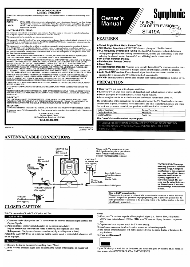 Symphonic Symphonic ST419A User manual Symphonic Symphonic ST419A User manual