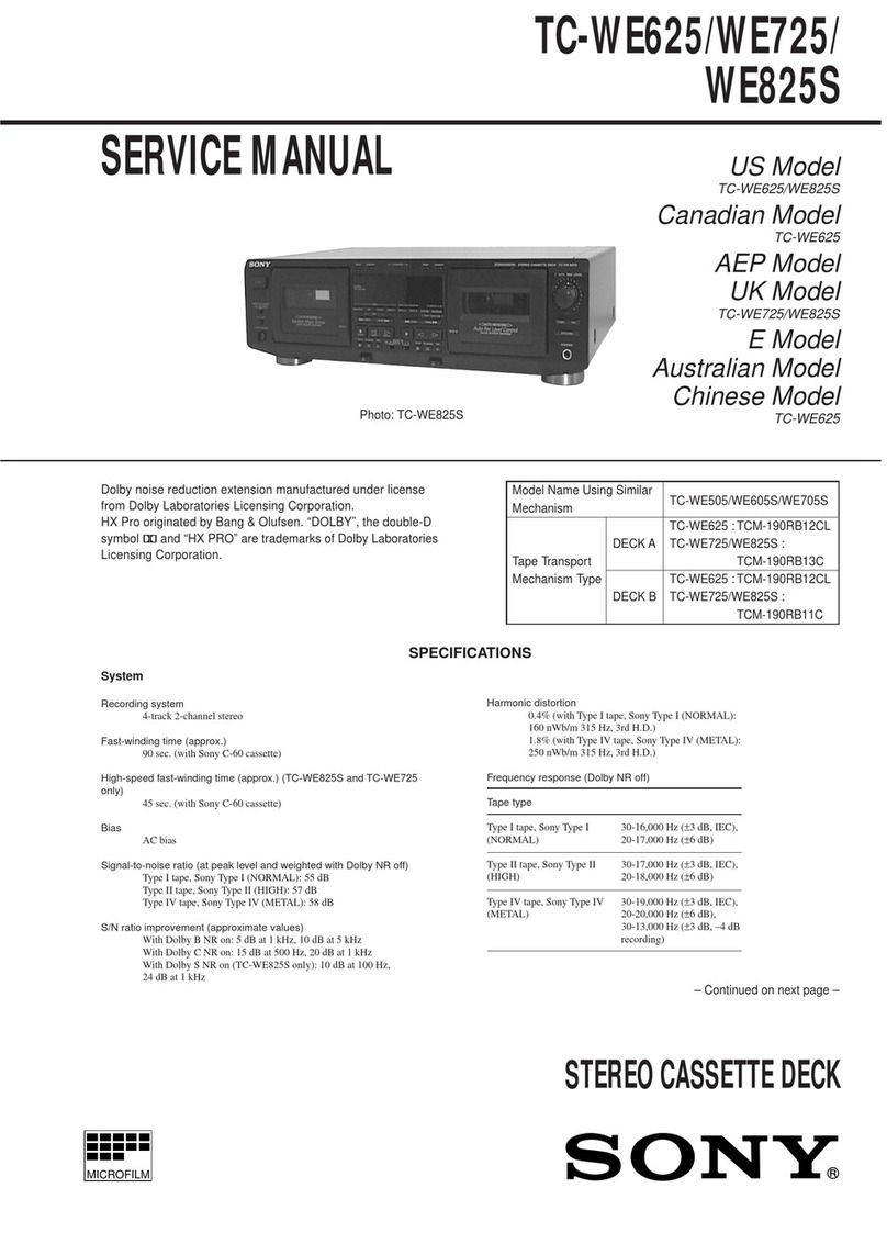 Sony TC-WE625 - Dual Auto Reverse Cassette User manual