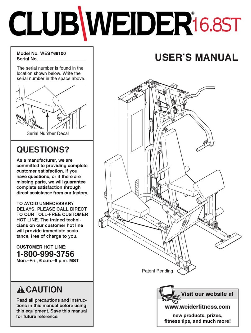 Club Weider 168ST WESY69100 user manual
