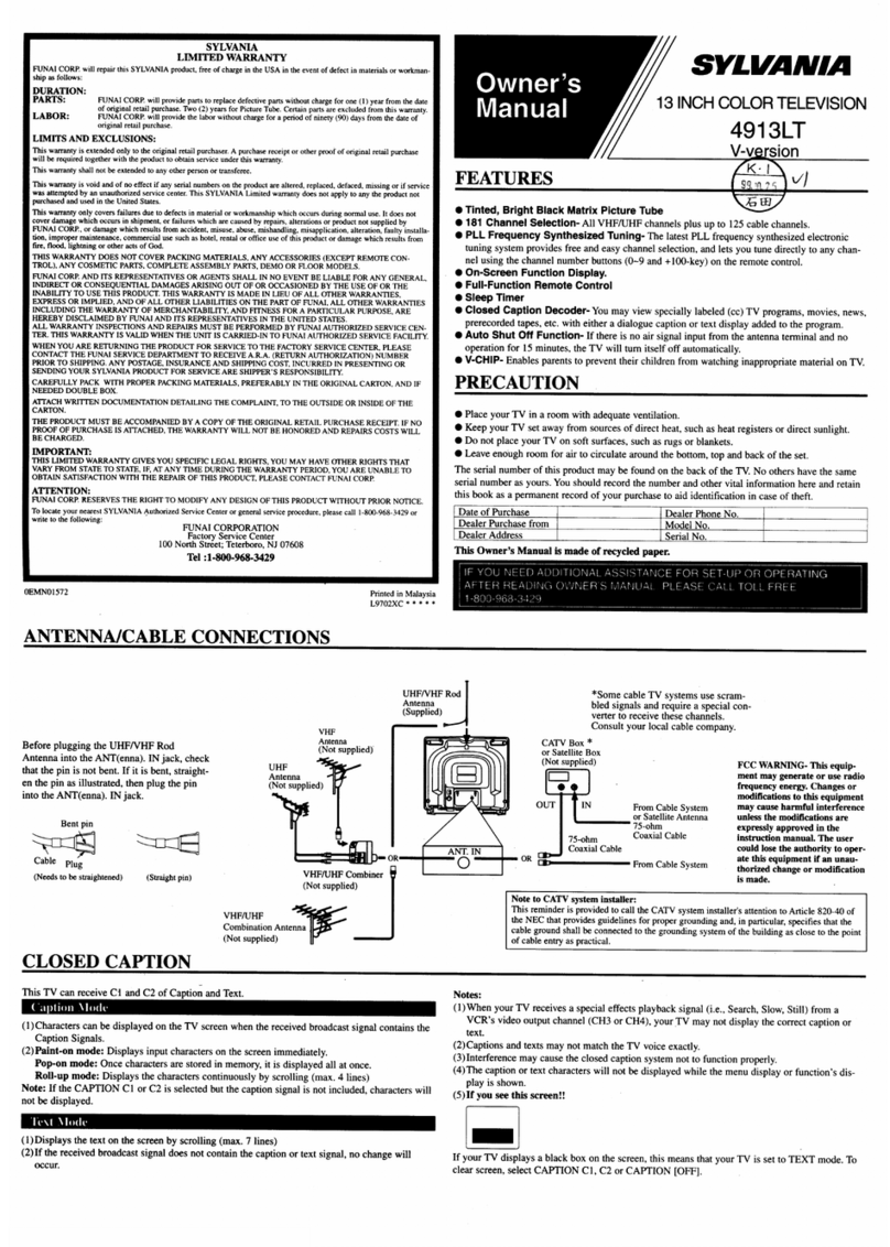 Sylvania Sylvania 4913LT V-Version User manual
