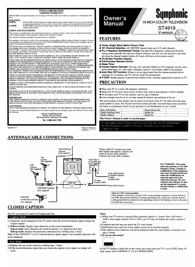 Symphonic Symphonic ST4919 V-Version User manual