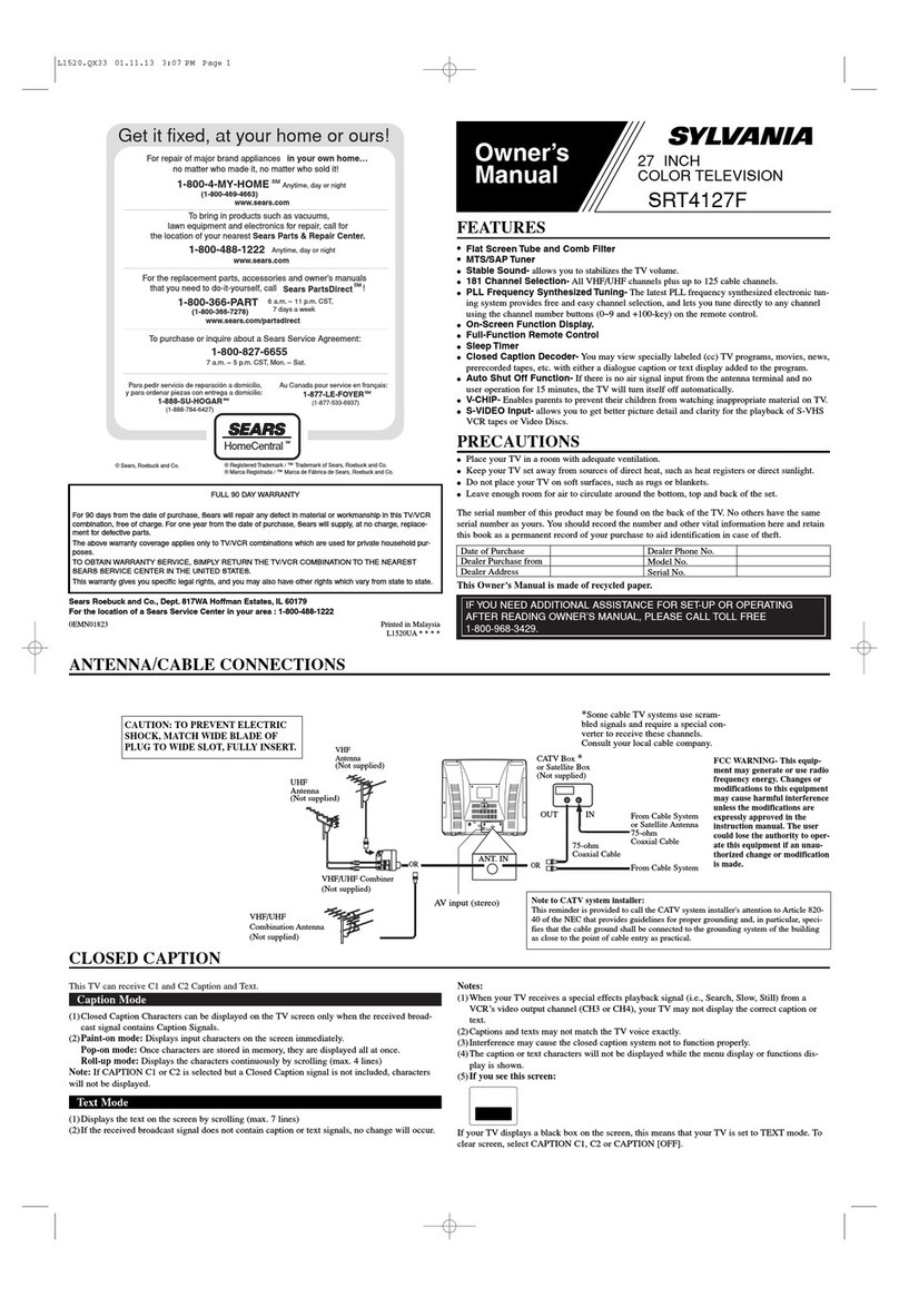 Sylvania Sylvania SRT4127F User manual