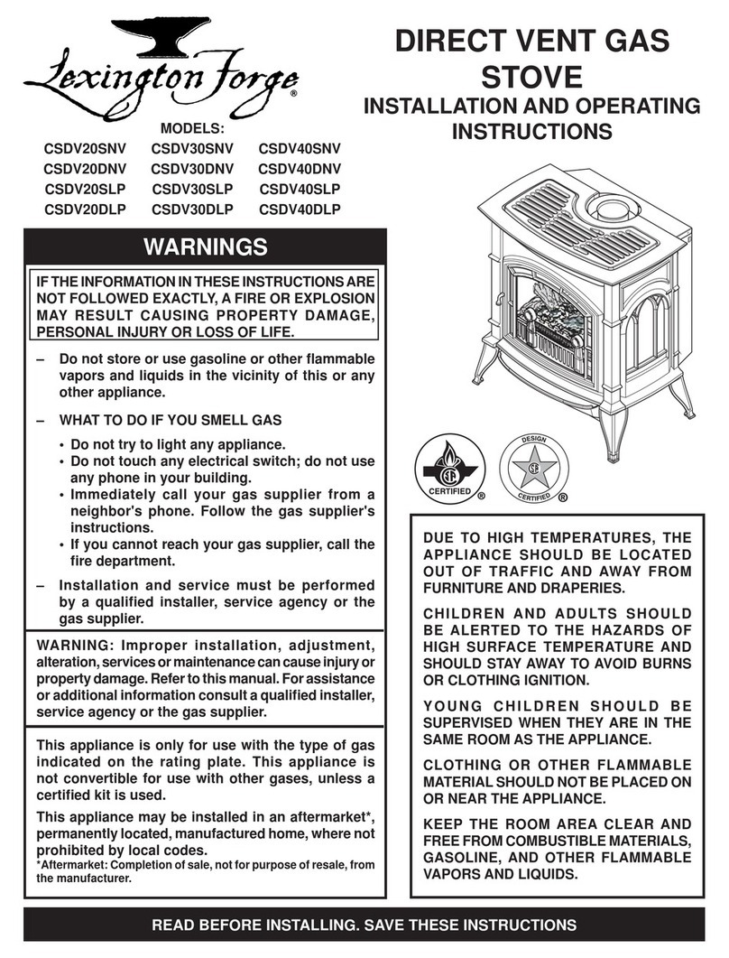 Lexington Forge CSDV20SNV Installation and operating instructions