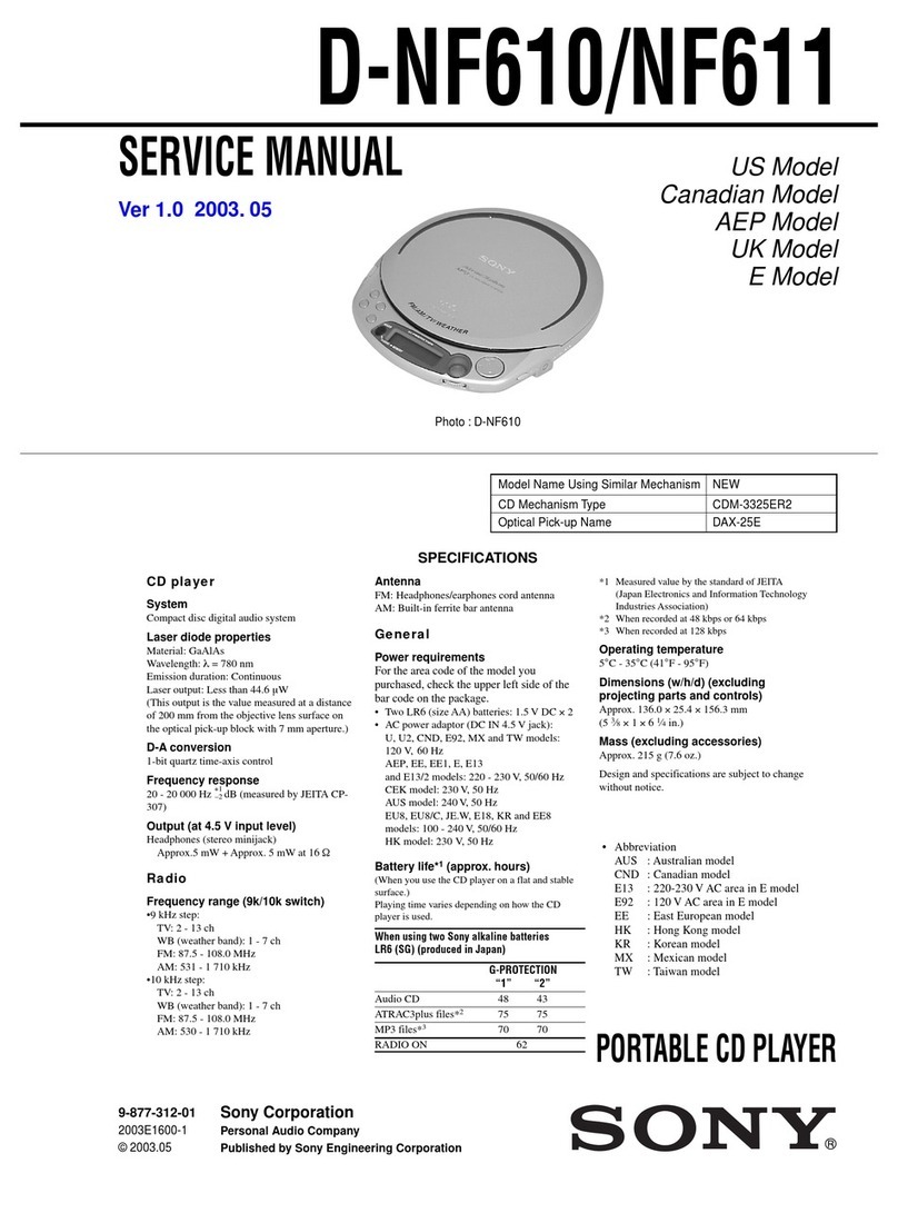 Sony D-NF611 - Portable Cd Player User manual