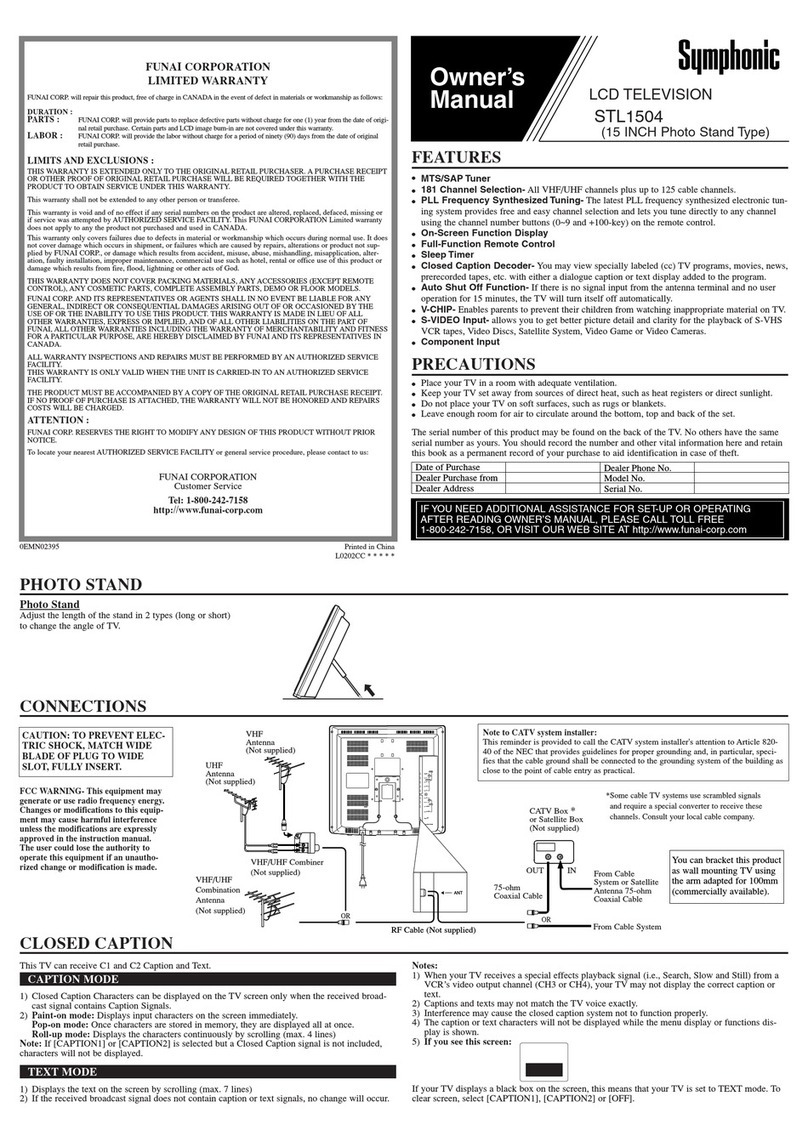 Symphonic STL1504 User manual Symphonic STL1504 User manual