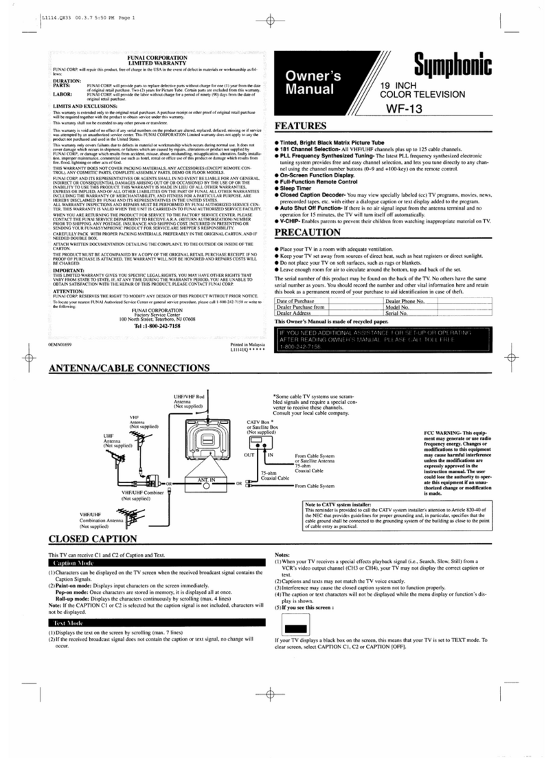 Symphonic Symphonic WF-13 User manual Symphonic Symphonic WF-13 User manual