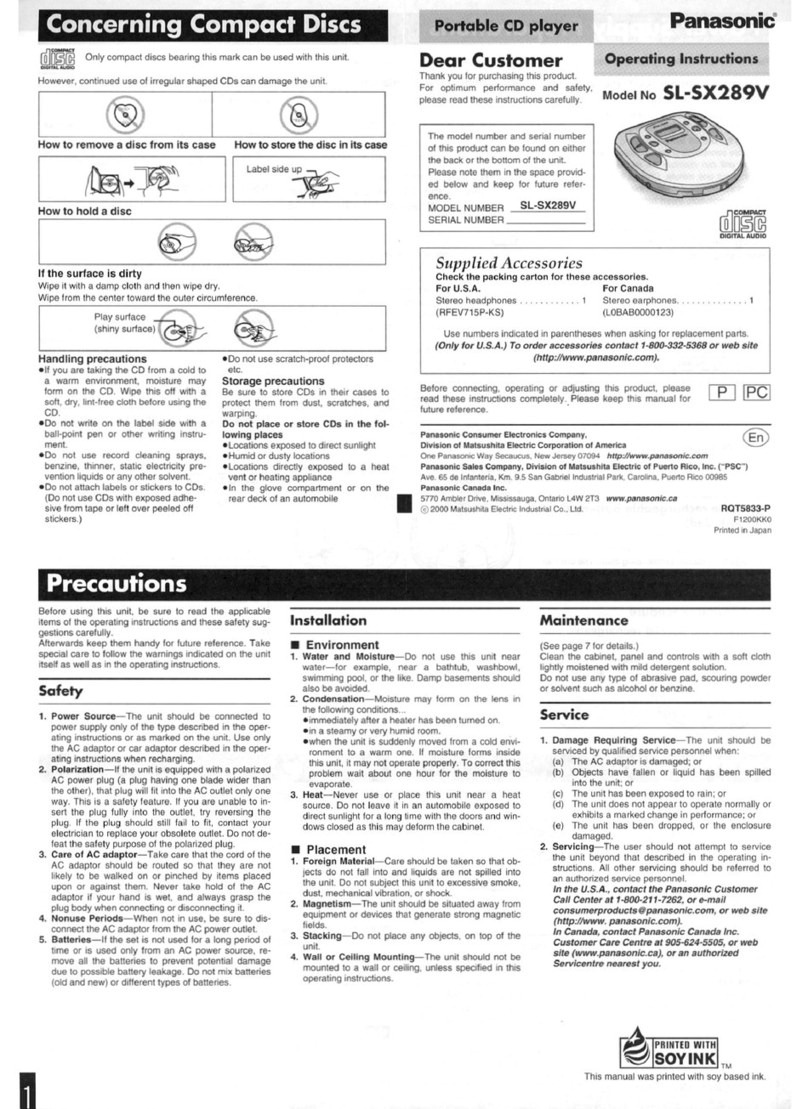 Panasonic SL-SX289V User manual